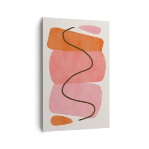 Cuadro sobre lienzo - Impresión de Imagen - Formas abstractas en tonos rosa y naranja. - 80x120cm - Suave movimiento de formas - Decoración de pared moderna para salón y dormitorio ARTTOR