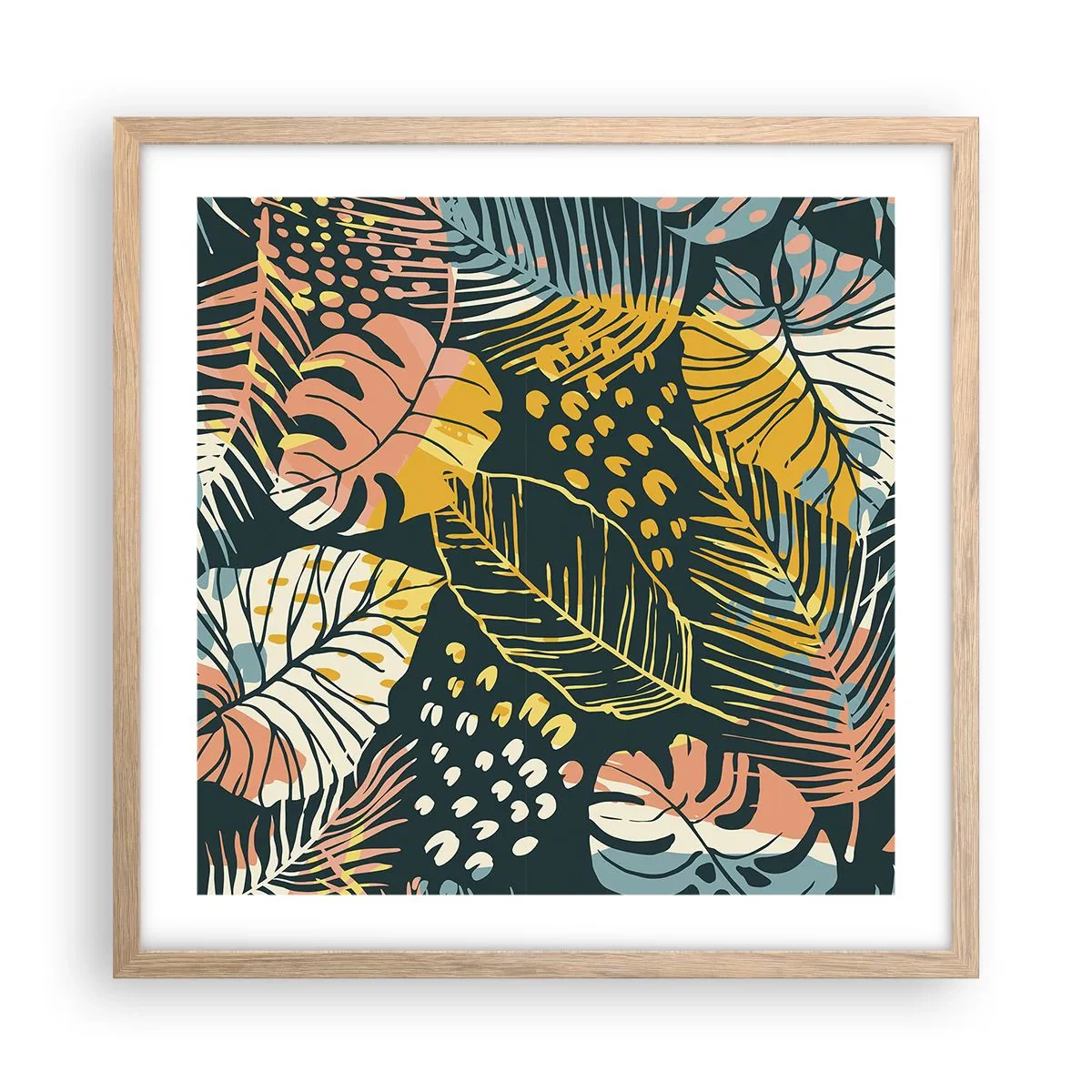 Póster en marco roble claro - Una frondosa fantasía - 50x50 cm
