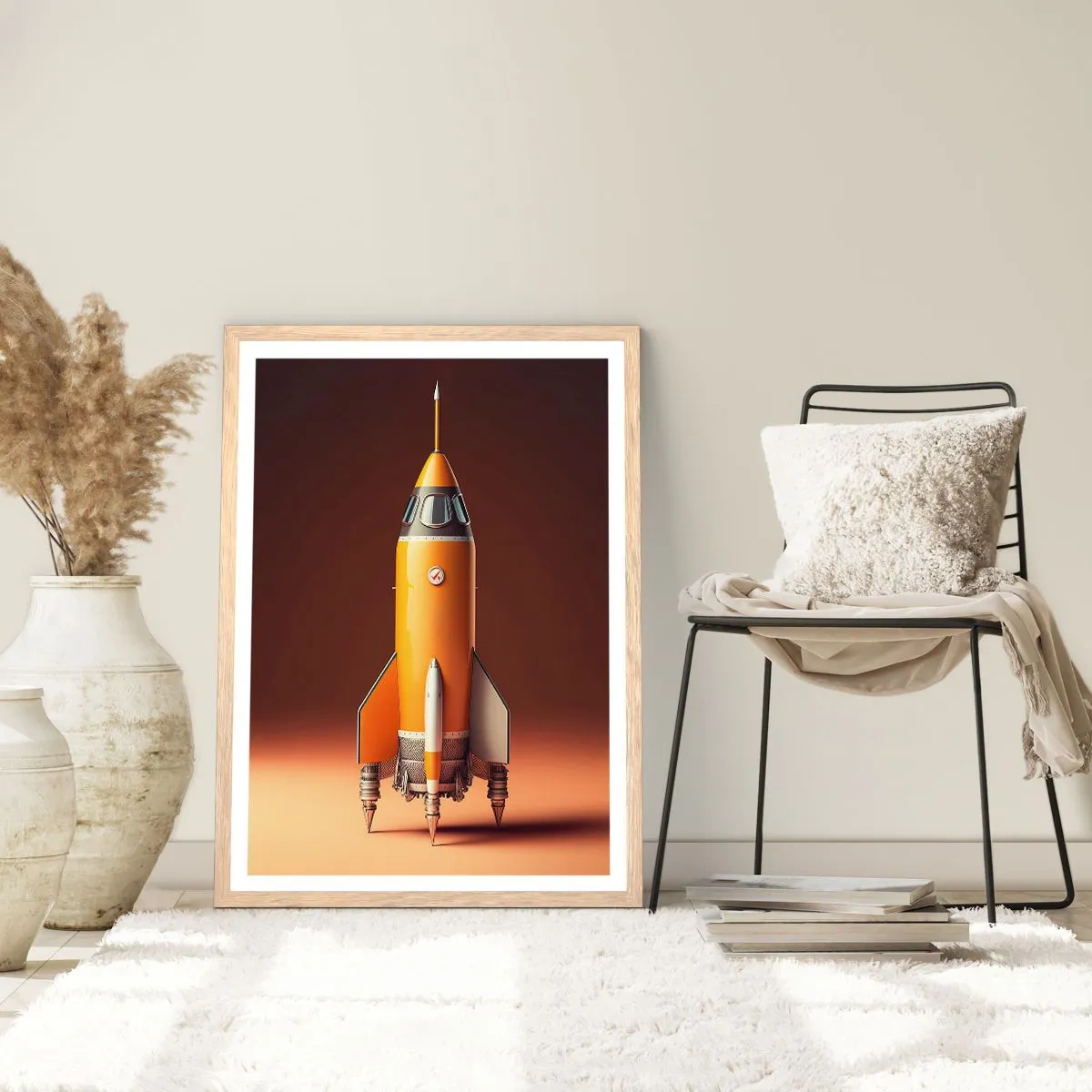 Póster en marco roble claro - Comienza con un sueño - 70x100 cm