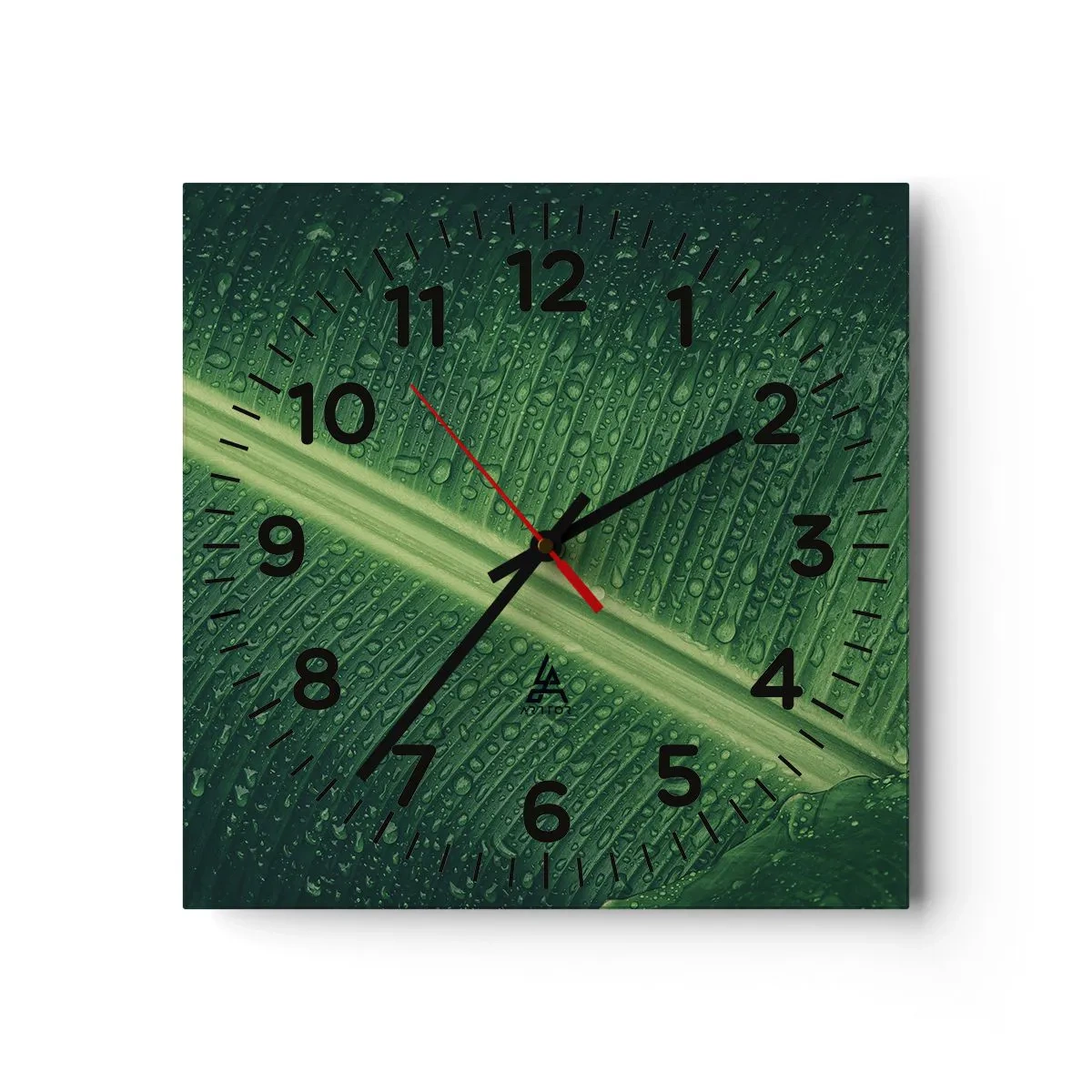 Reloj de pared - Reloj de vidrio - Estructura del verde - 30x30 cm
