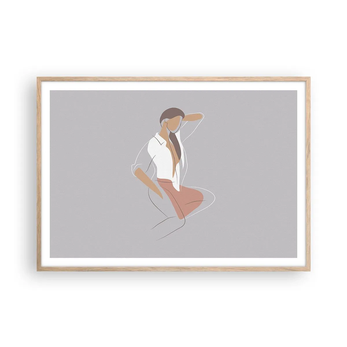 Póster en marco roble claro - Un esbozo de encanto - 100x70 cm