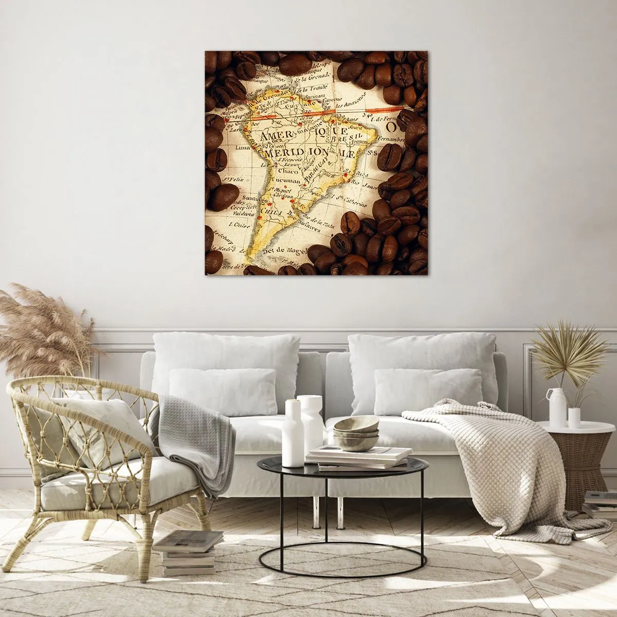 Cuadro sobre vidrio - Impresiones sobre Vidrio - ¿De dónde viene el mejor café? - 60x60 cm