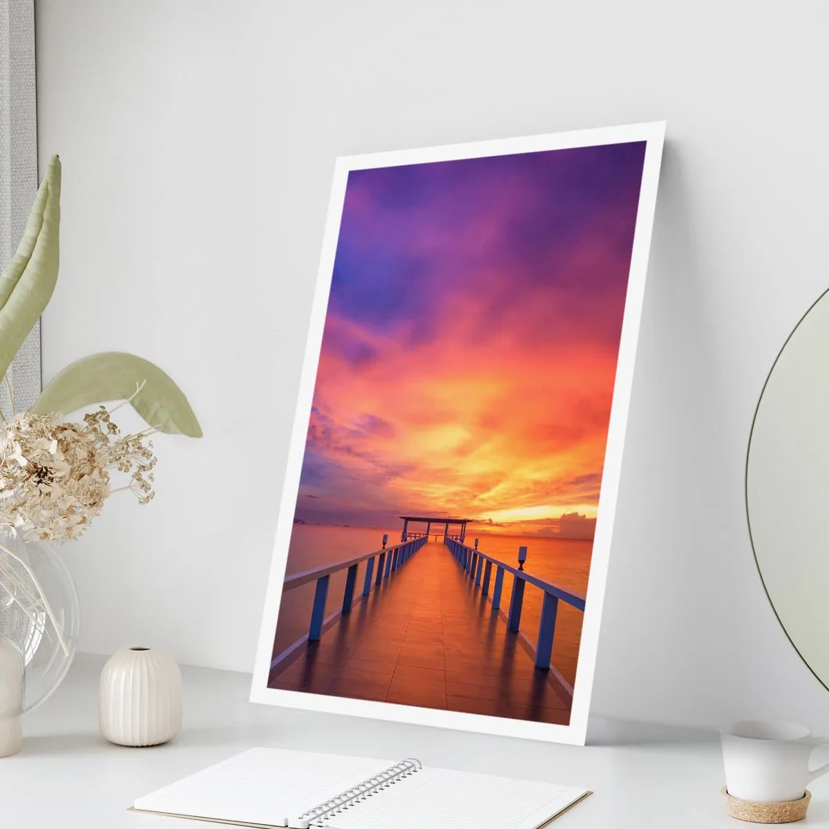 Póster - El embarcadero con una espectacular puesta de sol como telón de fondo - 50x70cm - Sin fin - Decoración de pared moderna para salón y dormitorio ARTTOR