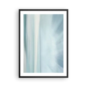 Póster en marco negro - Abstracción sutil en tonos azules y blancos. - 50x70cm - Paz hasta el horizonte - Decoración de pared moderna para salón y dormitorio ARTTOR