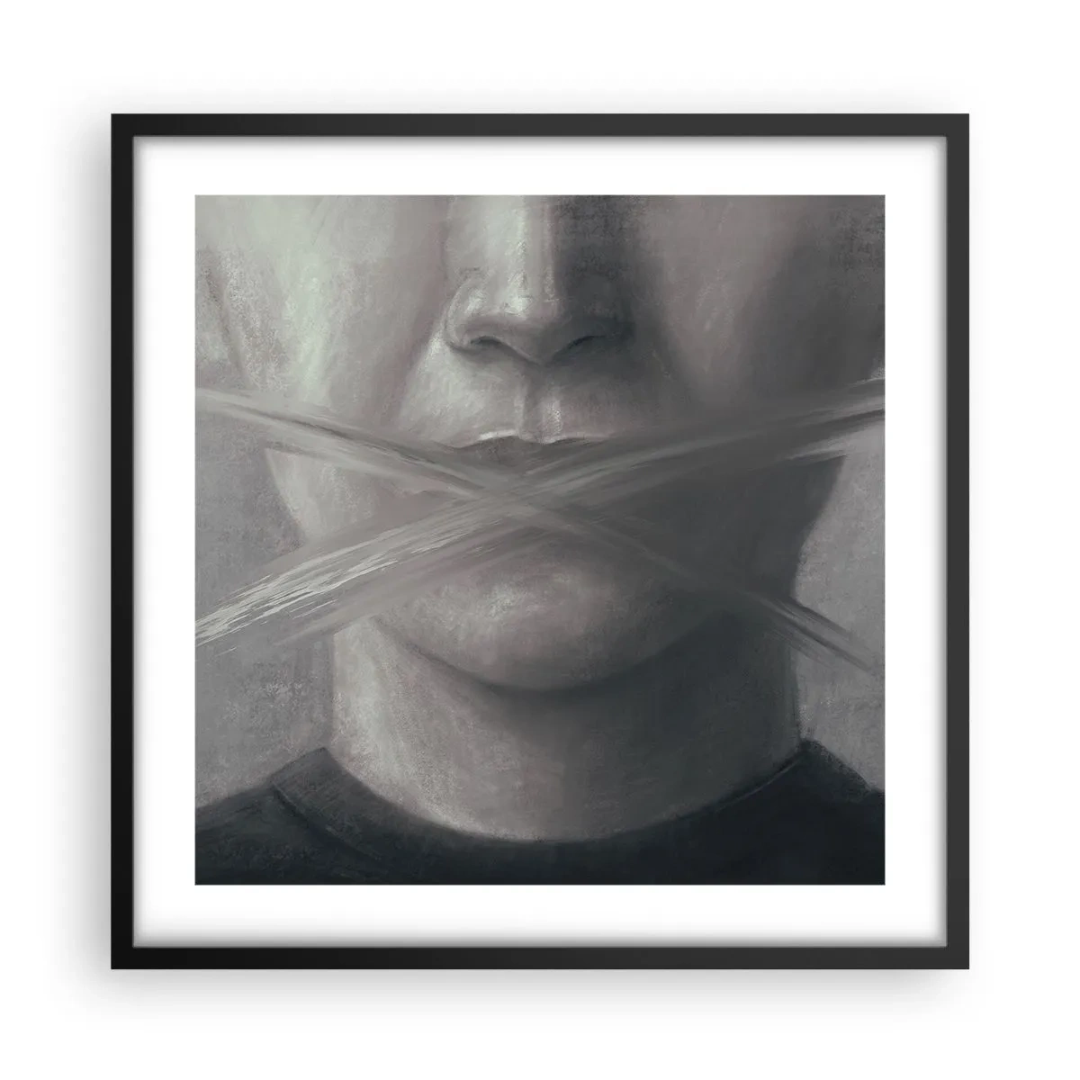 Póster en marco negro - Ni una palabra - 50x50 cm