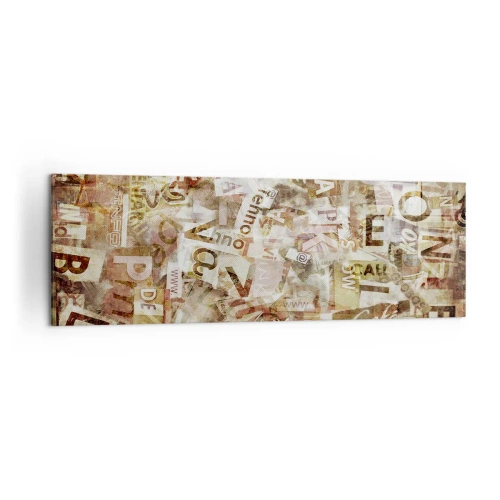 Cuadro sobre lienzo - Impresión de Imagen - Composición abstracta con letras y fragmentos de texto. - 160x50cm - Unificando el lenguaje - Decoración de pared moderna para salón y dormitorio ARTTOR