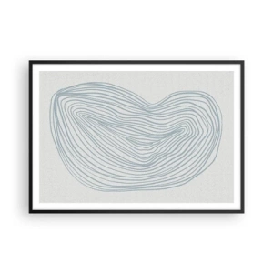 Póster en marco negro - Motivo de onda abstracto en azul delicado - 100x70cm - Sonrisa de una gota - Decoración de pared moderna para salón y dormitorio ARTTOR