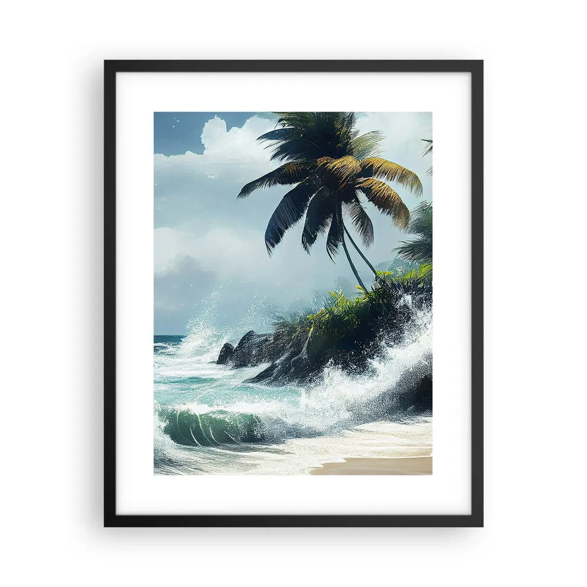 Póster en marco negro - En una costa tropical - 40x50 cm