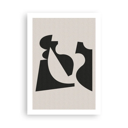 Póster - Composición geométrica abstracta en negro y beige. - 50x70cm - Para automontaje - Decoración de pared moderna para salón y dormitorio ARTTOR