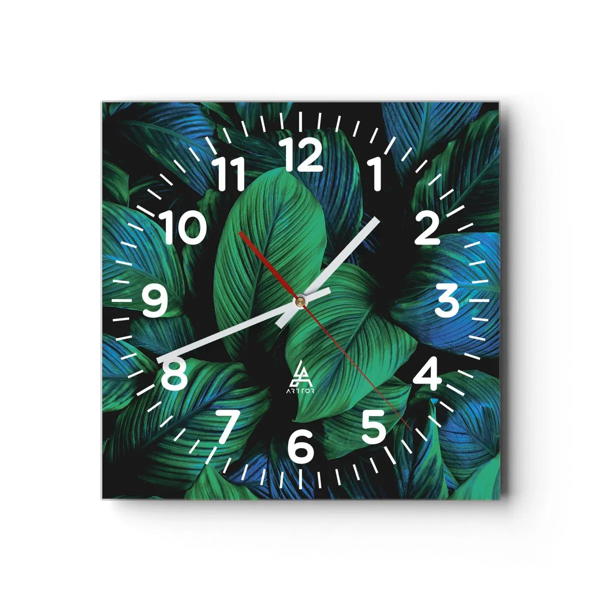 Reloj de pared - Reloj de vidrio - En la multitud verde - 40x40 cm
