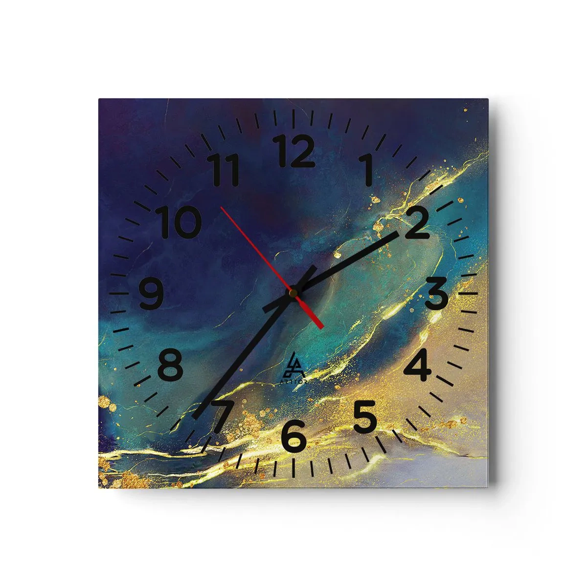 Reloj de pared - Reloj de vidrio - Inundación dorada - 30x30 cm