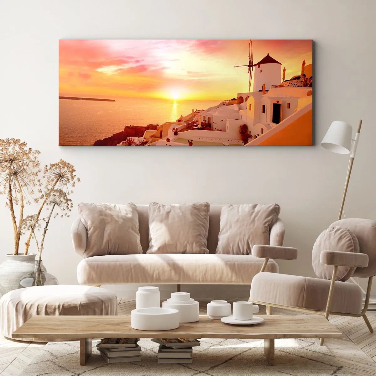 Cuadro sobre lienzo - Impresión de Imagen - Blanco y dorado - 100x40 cm