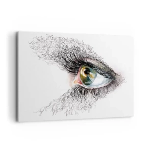 Cuadro sobre lienzo - Impresión de Imagen - Un ojo artístico con un iris de color verde amarillento y detalles intrincados. - 100x70cm - Mira directamente a tu alma - Decoración de pared moderna para salón y dormitorio ARTTOR