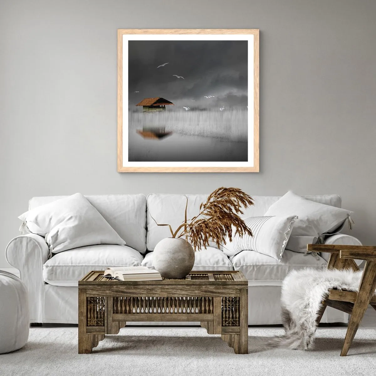 Póster en marco roble claro - Resguardo de la lluvia - 30x30 cm