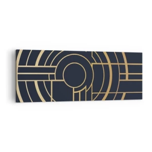 Cuadro sobre lienzo - Impresión de Imagen - Patrón geométrico con líneas doradas. - 140x50cm - Giro de los elementos - Decoración de pared moderna para salón y dormitorio ARTTOR