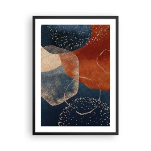 Póster en marco negro - Una composición abstracta en tonos azul marino y dorado. - 50x70cm - La ligereza del ser - Decoración de pared moderna para salón y dormitorio ARTTOR