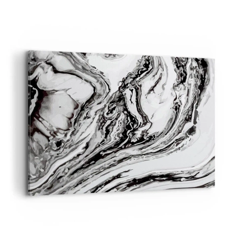 Cuadro sobre lienzo - Impresión de Imagen - Patrón de mármol abstracto en blanco y negro - 120x80cm - Al principio existía el caos - Decoración de pared moderna para salón y dormitorio ARTTOR