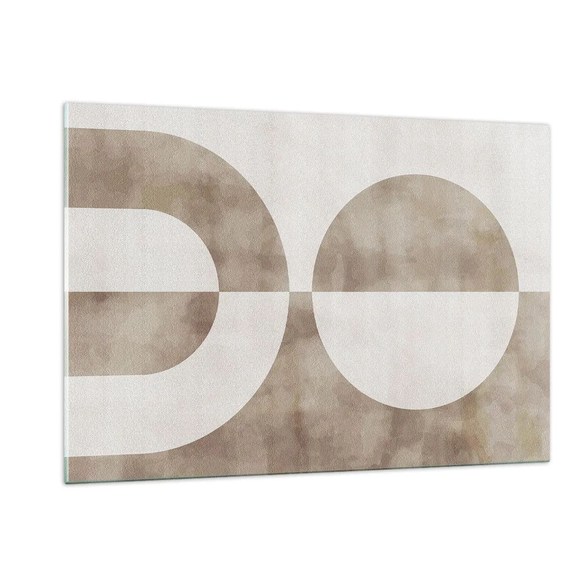 Cuadro sobre vidrio - Impresiones sobre Vidrio - Geometría beige con un semicírculo y un círculo sobre un fondo horizontal. - 120x80cm - Similitudes y diferencias - Decoración de pared moderna para salón y dormitorio ARTTOR