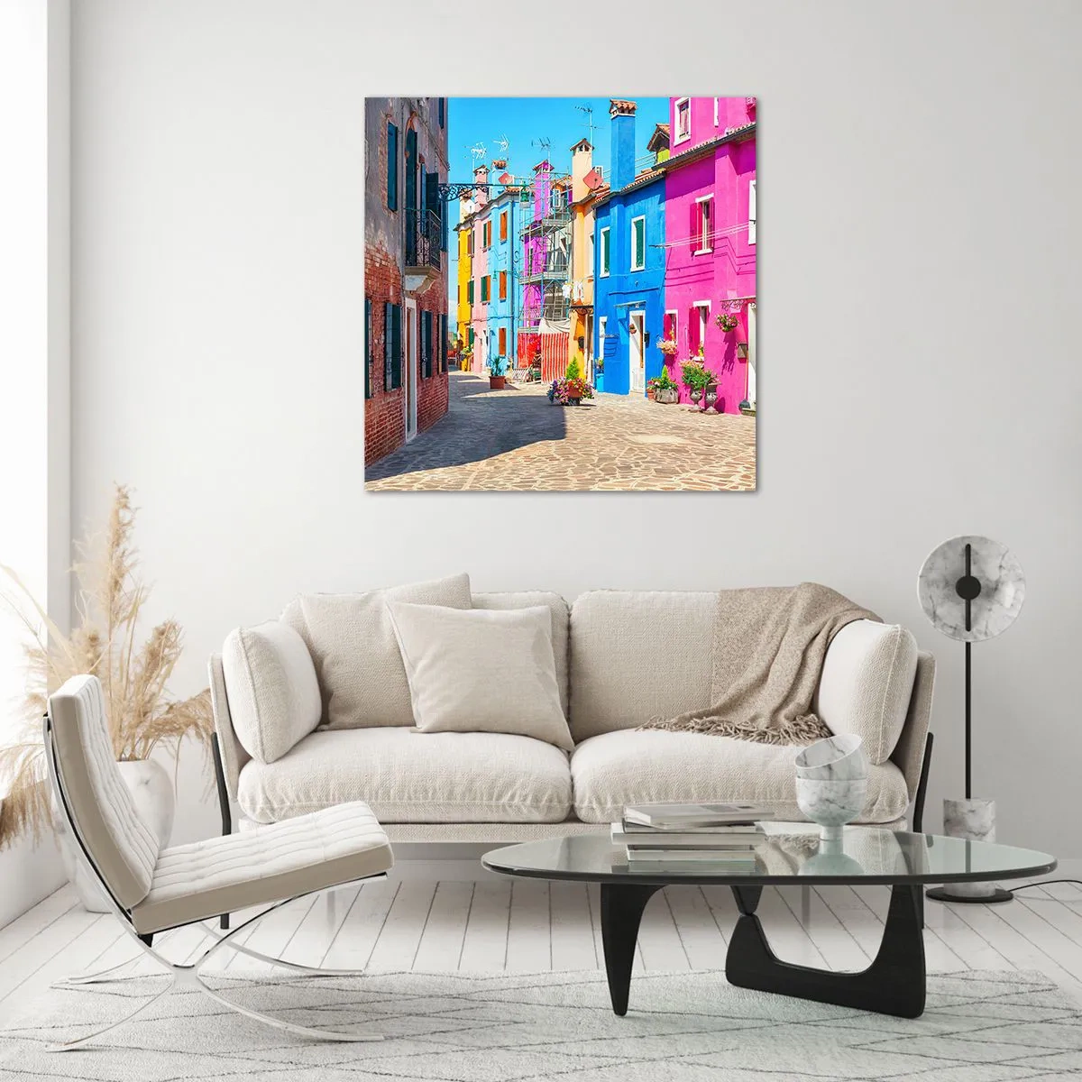 Cuadro sobre vidrio - Impresiones sobre Vidrio - Pueblo colorido - 60x60 cm
