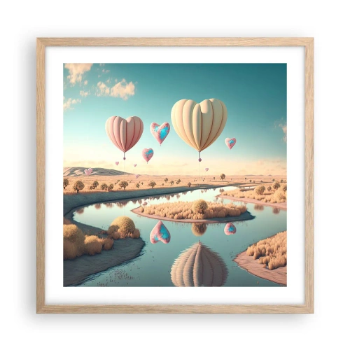 Póster en marco roble claro - El amor te hace volar - 50x50 cm