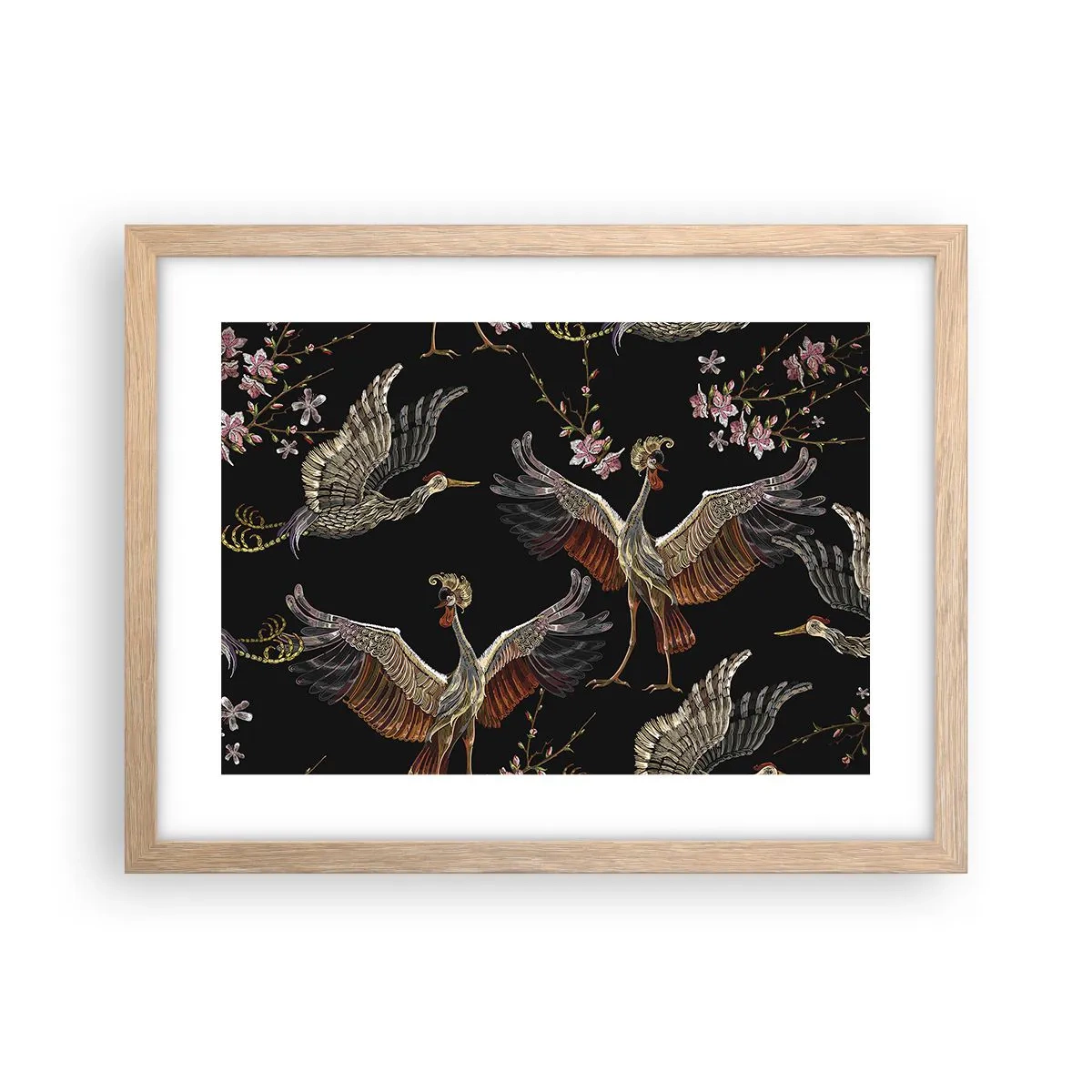 Póster en marco roble claro - Aves de cuento de hadas - 40x30 cm