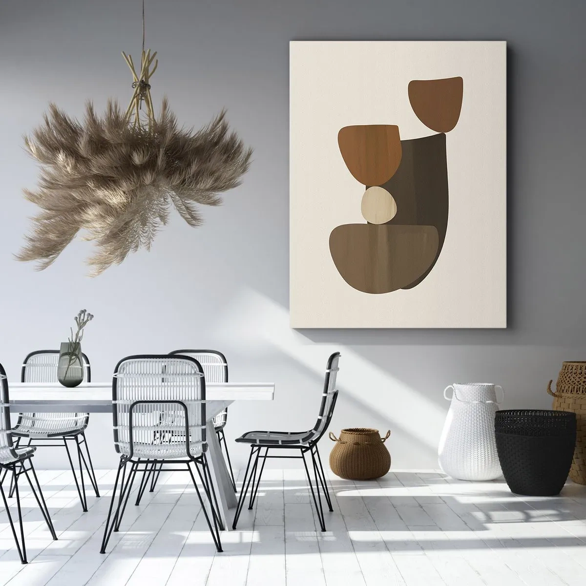 Cuadro sobre lienzo - Impresión de Imagen - Composición abstracta en tonos marrones y beige. - 50x70cm - Composición en bronce - Decoración de pared moderna para salón y dormitorio ARTTOR