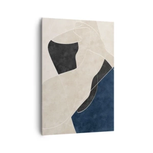 Cuadro sobre lienzo - Impresión de Imagen - Abstracción geométrica en tonos beige y azul marino. - 70x100cm - Composición abstracta - contraste de colores - Decoración de pared moderna para salón y dormitorio ARTTOR