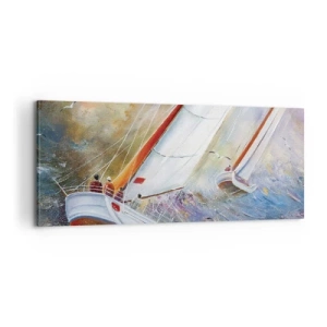 Cuadro sobre lienzo - Impresión de Imagen - Surcando las olas - 100x40 cm