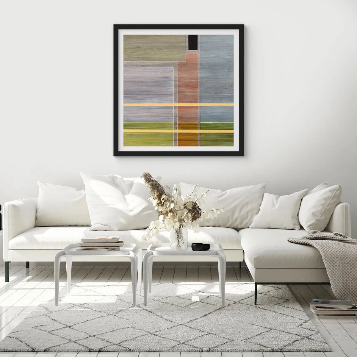 Póster en marco negro - Recto y tranquilo - 60x60 cm