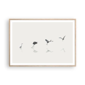 Póster en marco roble claro - Cuatro sencillos pasos para despegar - 100x70 cm