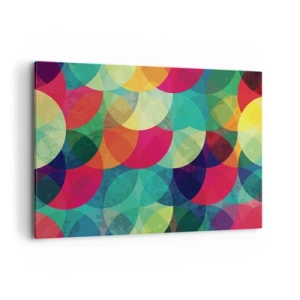 Cuadro sobre lienzo - Impresión de Imagen - Patrones geométricos coloridos compuestos de círculos y semicírculos. - 120x80cm - Ascensión circular - Decoración de pared moderna para salón y dormitorio ARTTOR