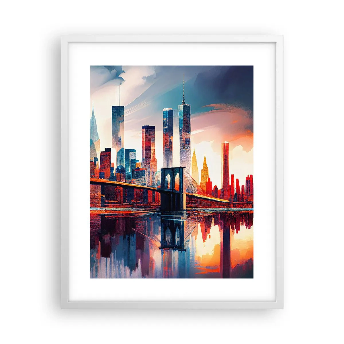 Póster en marco blanco - Nueva York siempre luce - 40x50 cm