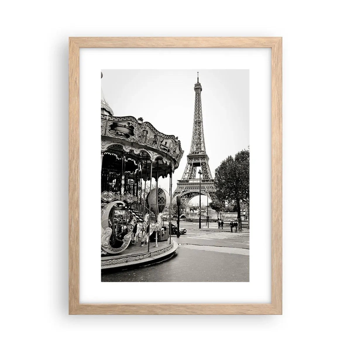 Póster en marco roble claro - Tal diversión solo en París - 30x40 cm