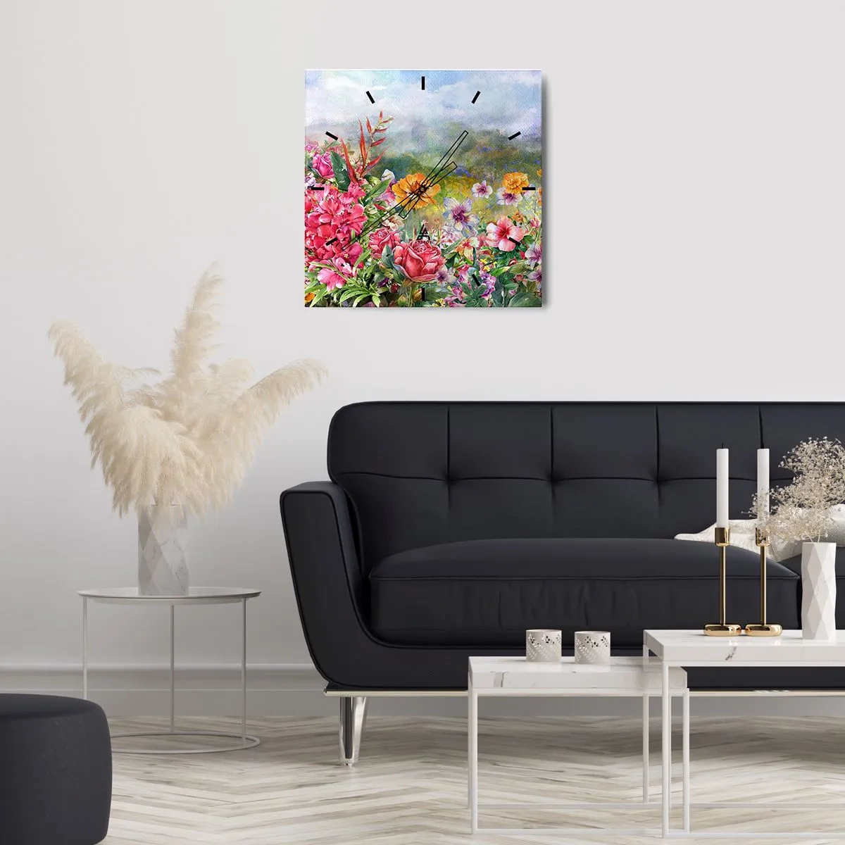 Reloj de pared - Reloj de vidrio - Un jardín enloquecido - 40x40 cm