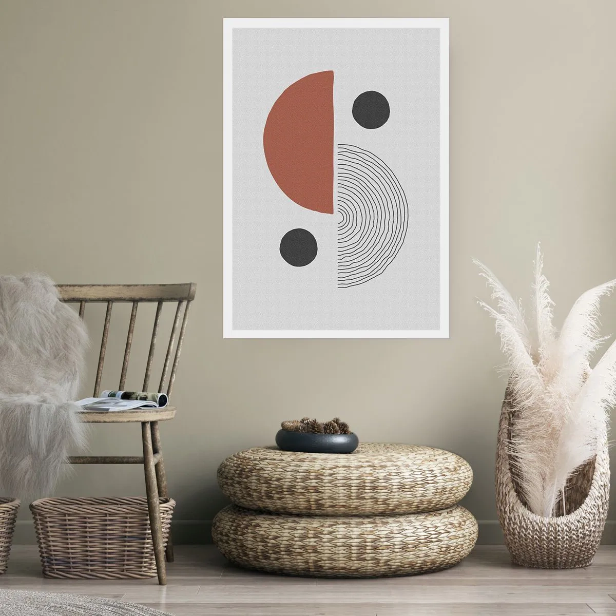 Póster - Composición geométrica abstracta en colores cálidos. - 50x70cm - La perfección del círculo - Decoración de pared moderna para salón y dormitorio ARTTOR