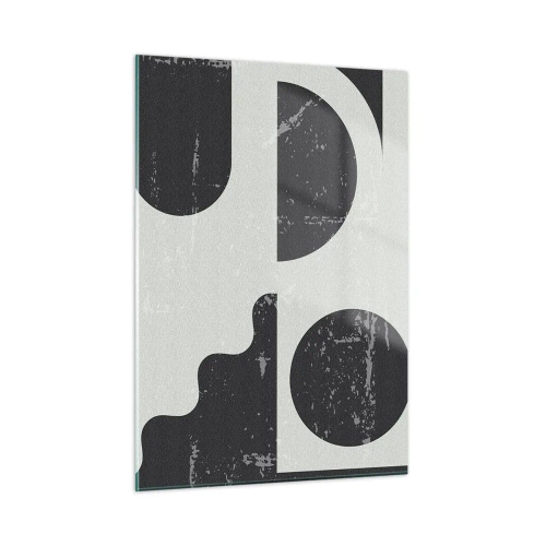 Cuadro sobre vidrio - Impresiones sobre Vidrio - Gráficos geométricos abstractos con abrasiones - 50x70cm - Composición arriba y abajo - Decoración de pared moderna para salón y dormitorio ARTTOR