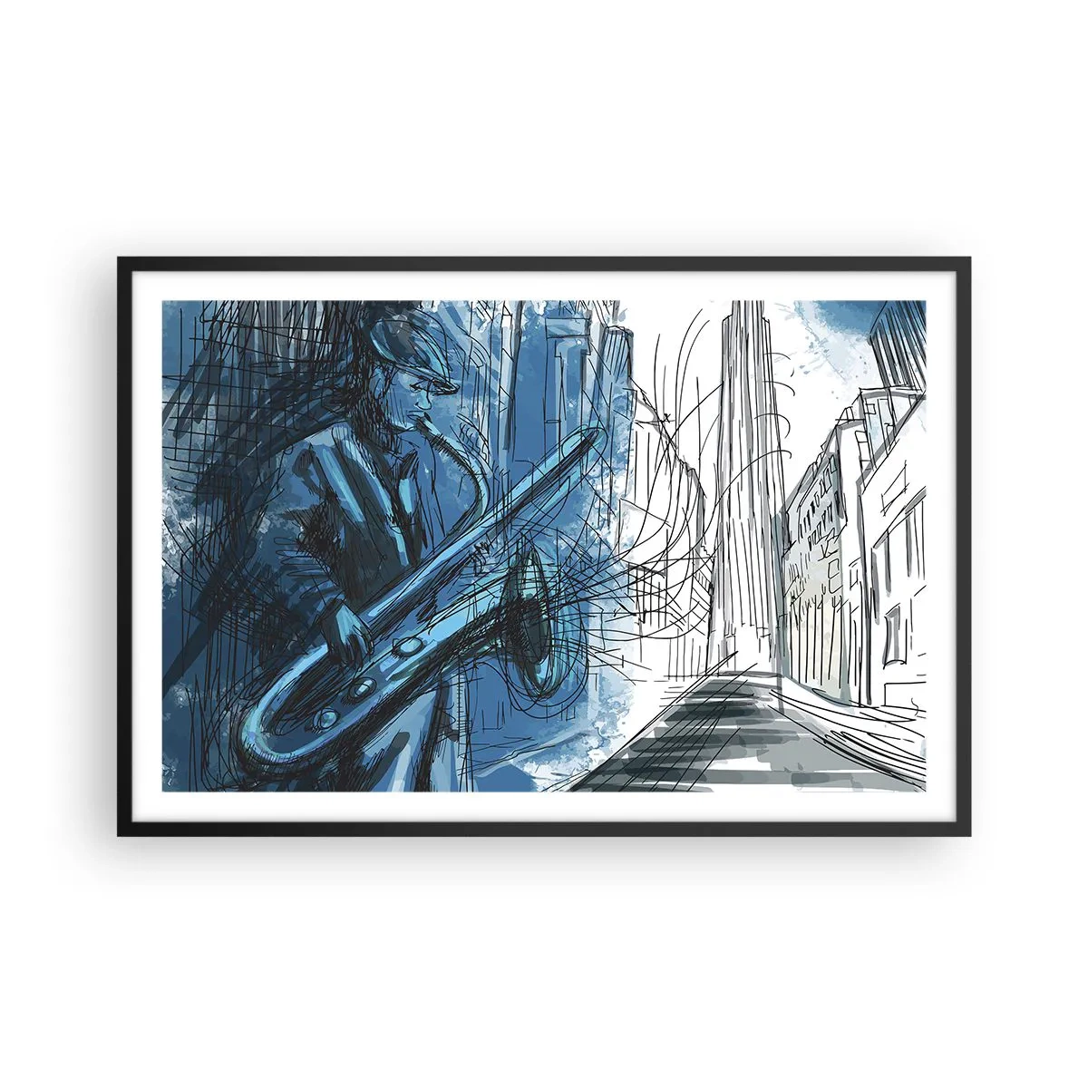 Póster en marco negro - Rapsodia urbana - 91x61 cm