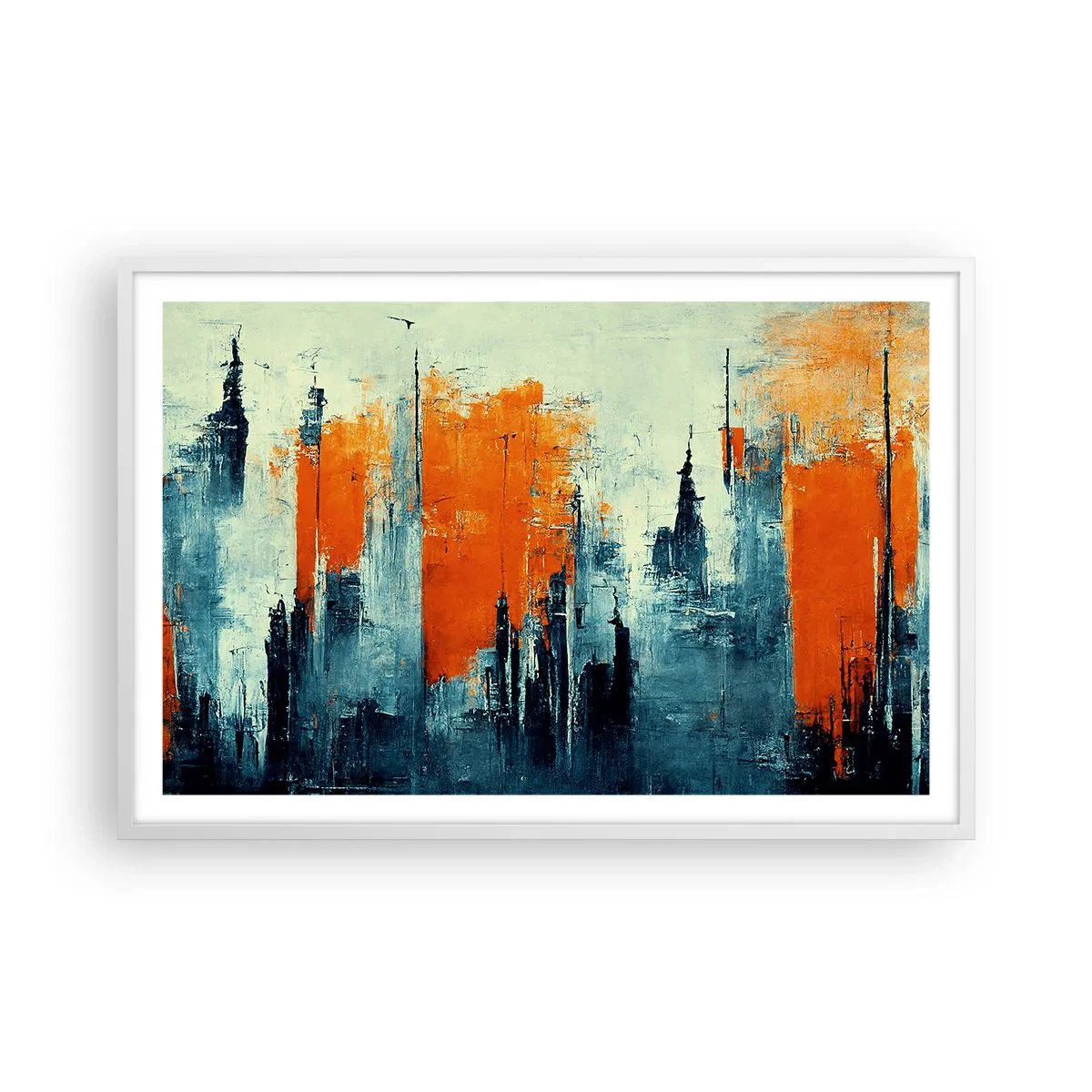 Póster en marco blanco - Paisaje moderno - 91x61 cm