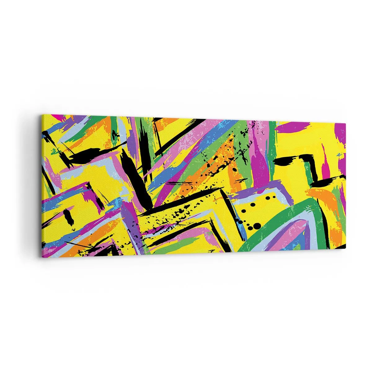 Cuadro sobre lienzo - Impresión de Imagen - Abstracción vívida en colores brillantes y formas dinámicas. - 120x50cm - Grita de alegría - Decoración de pared moderna para salón y dormitorio ARTTOR