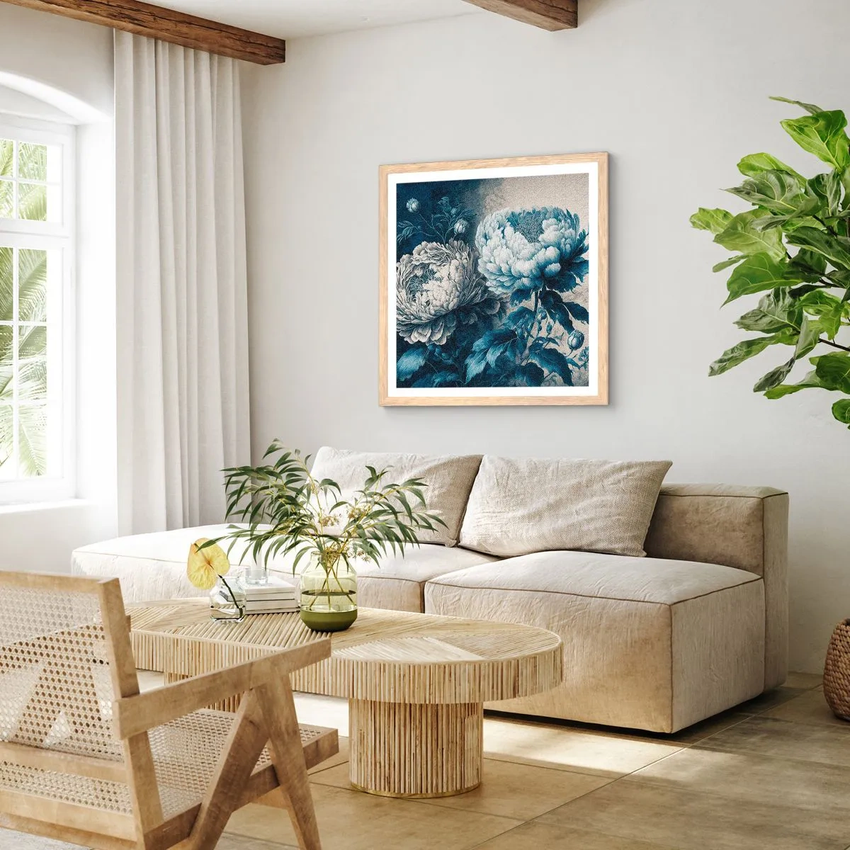 Póster en marco roble claro - Una pareja unida - 40x40 cm