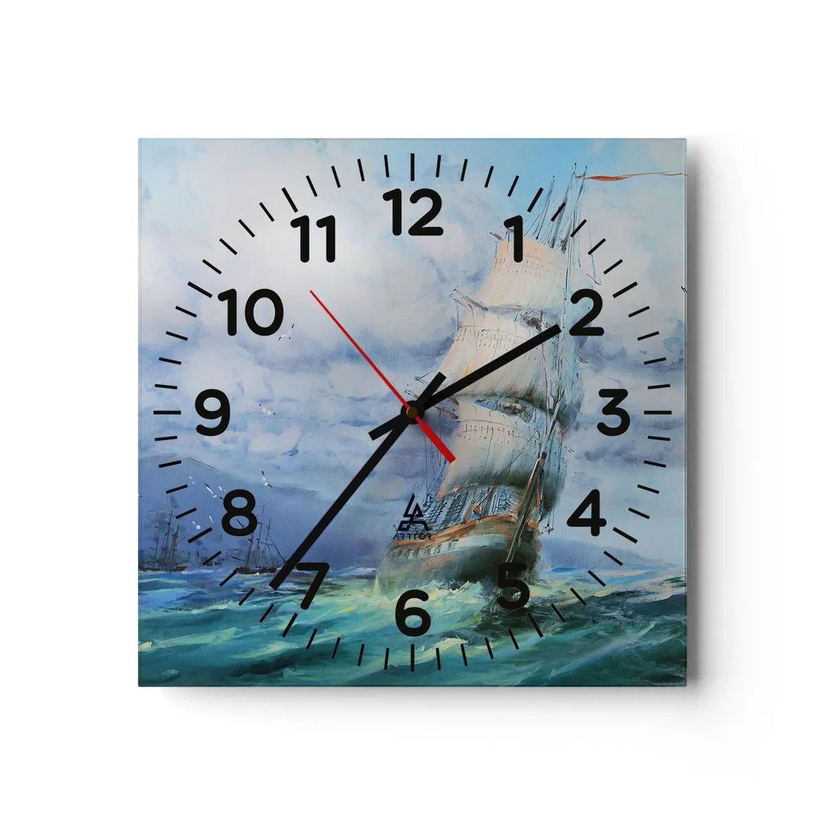 Reloj de pared - Reloj de vidrio - Viento en popa - 30x30 cm