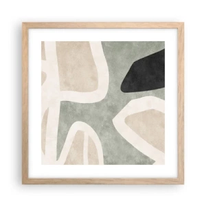 Póster en marco roble claro - Composición con un toque negro - 40x40 cm