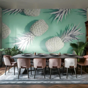 Fotomural personalizado Premium Canvas - Van bien con la menta - Abstracción, Piña, Pedazo