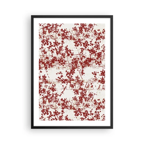 Póster en marco negro - Acentos florales rojos sobre un fondo claro. - 50x70cm - Como un viejo percal - Decoración de pared moderna para salón y dormitorio ARTTOR