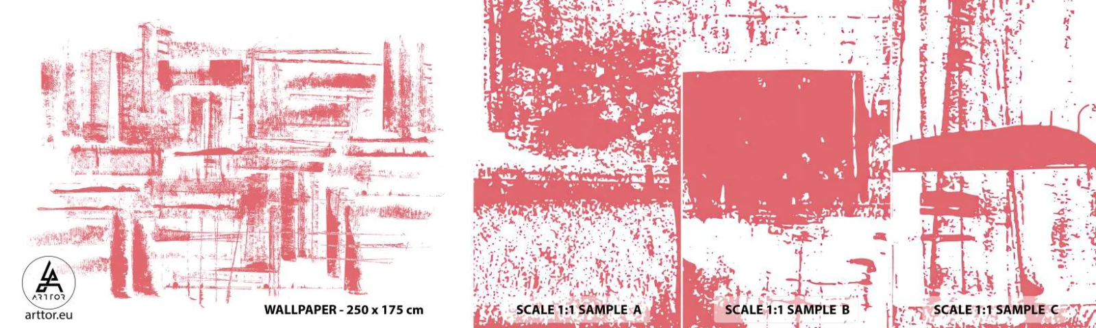 Muestra de fotomural autoadhesivo Deluxe Sticker - Ciudad roja - Abstracción, Gráficos, Cuadro - 100x30 cm