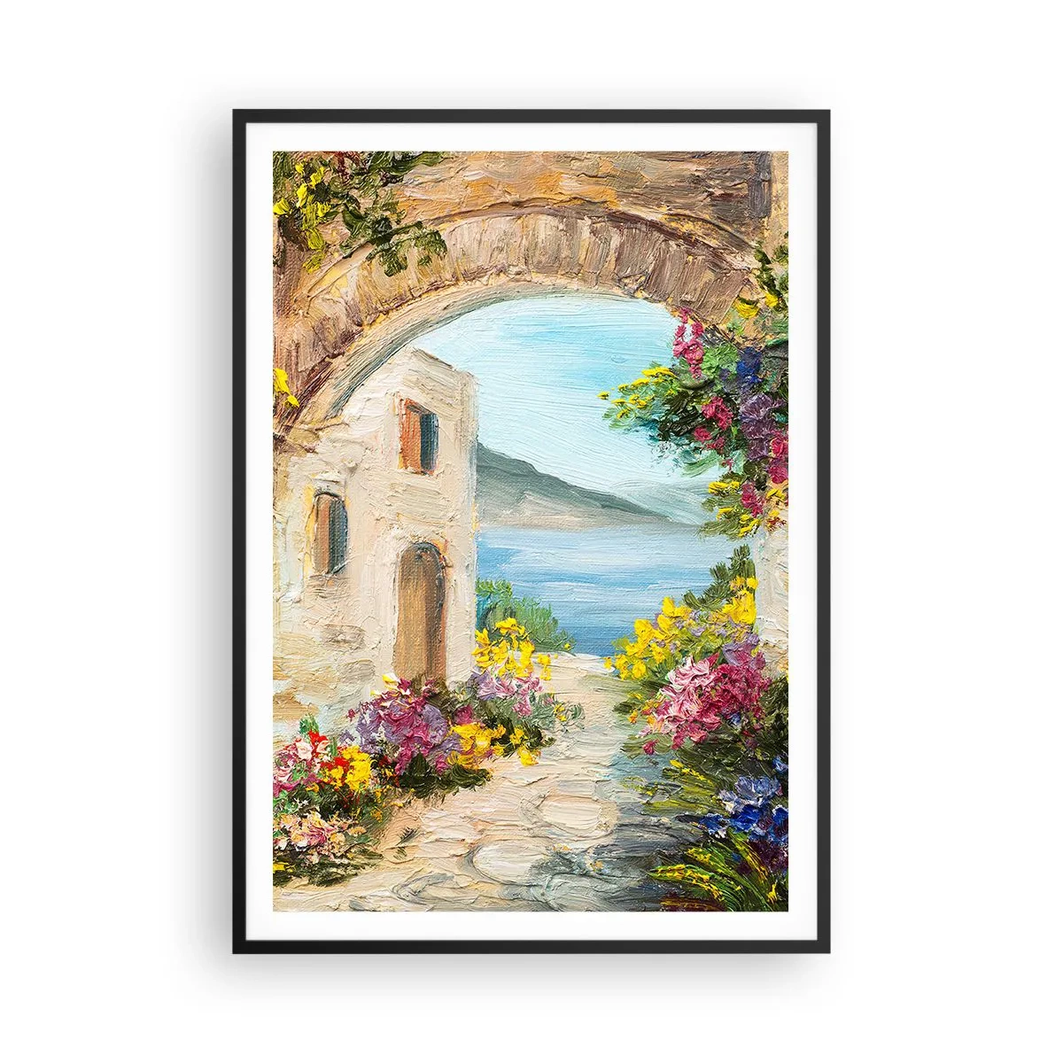 Póster en marco negro - El encanto del paisaje costero - 70x100 cm