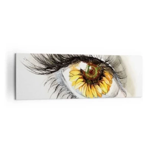 Cuadro sobre lienzo - Impresión de Imagen - Ojo artístico con iris en forma de girasol. - 160x50cm - Un aspecto tan caluroso como el verano - Decoración de pared moderna para salón y dormitorio ARTTOR