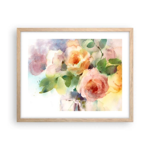 Póster en marco roble claro - Delicado como una acuarela - 50x40 cm