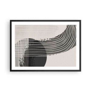 Póster en marco negro - Patrón abstracto con líneas y formas geométricas. - 70x50cm - Ida y vuelta - Decoración de pared moderna para salón y dormitorio ARTTOR
