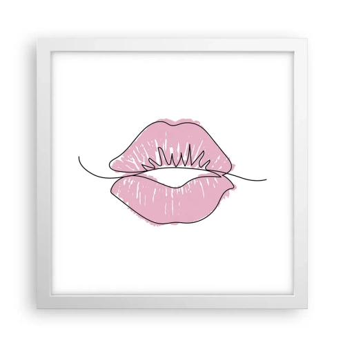 Póster en marco blanco - ¿Listo para un beso? - 30x30 cm